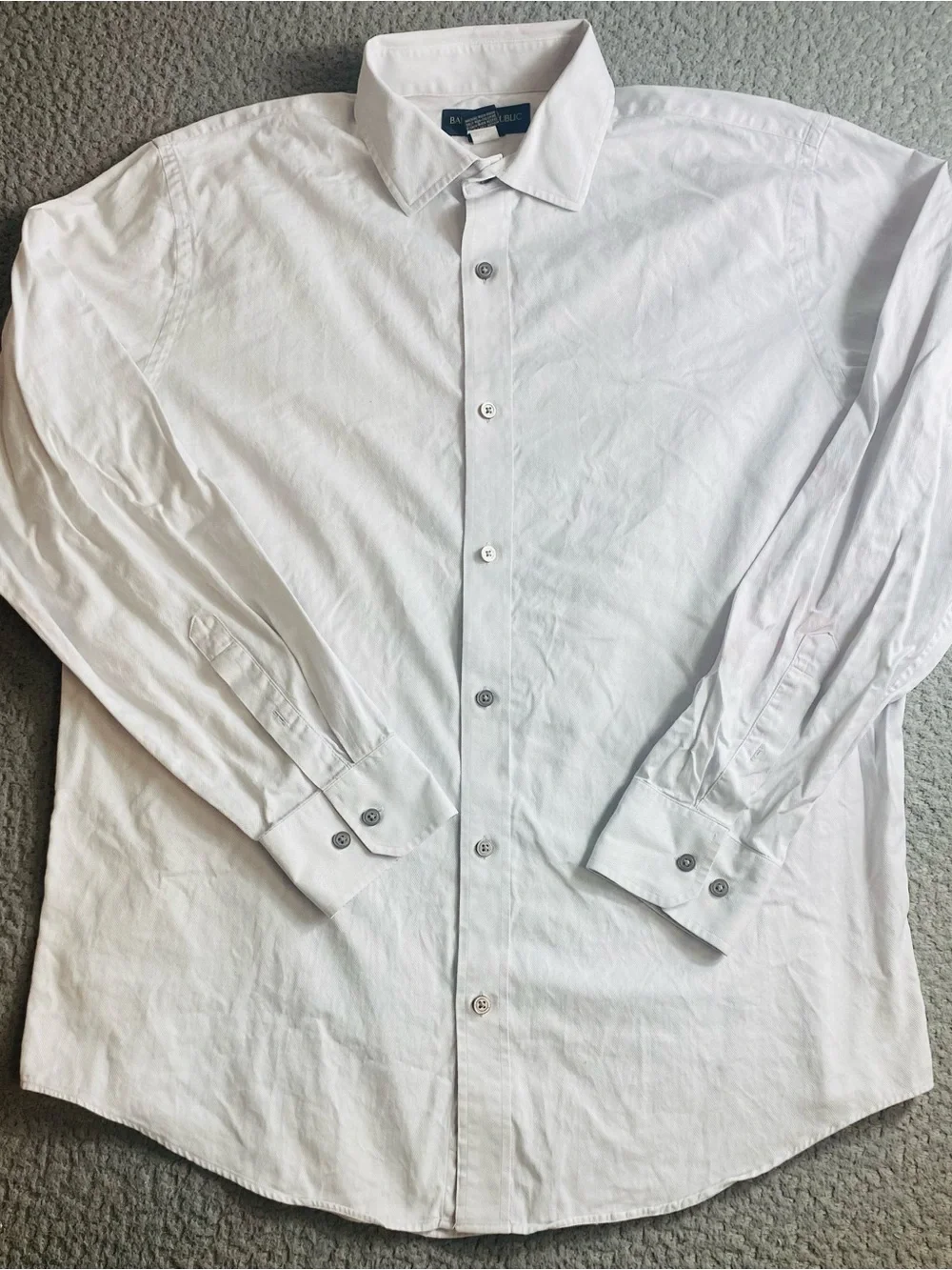 Banana Republic Men's White Cotton Button-Up Dress Shirt